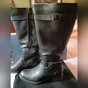 Bass Jordan WIDE CALF Black Zip Boots 6.5M